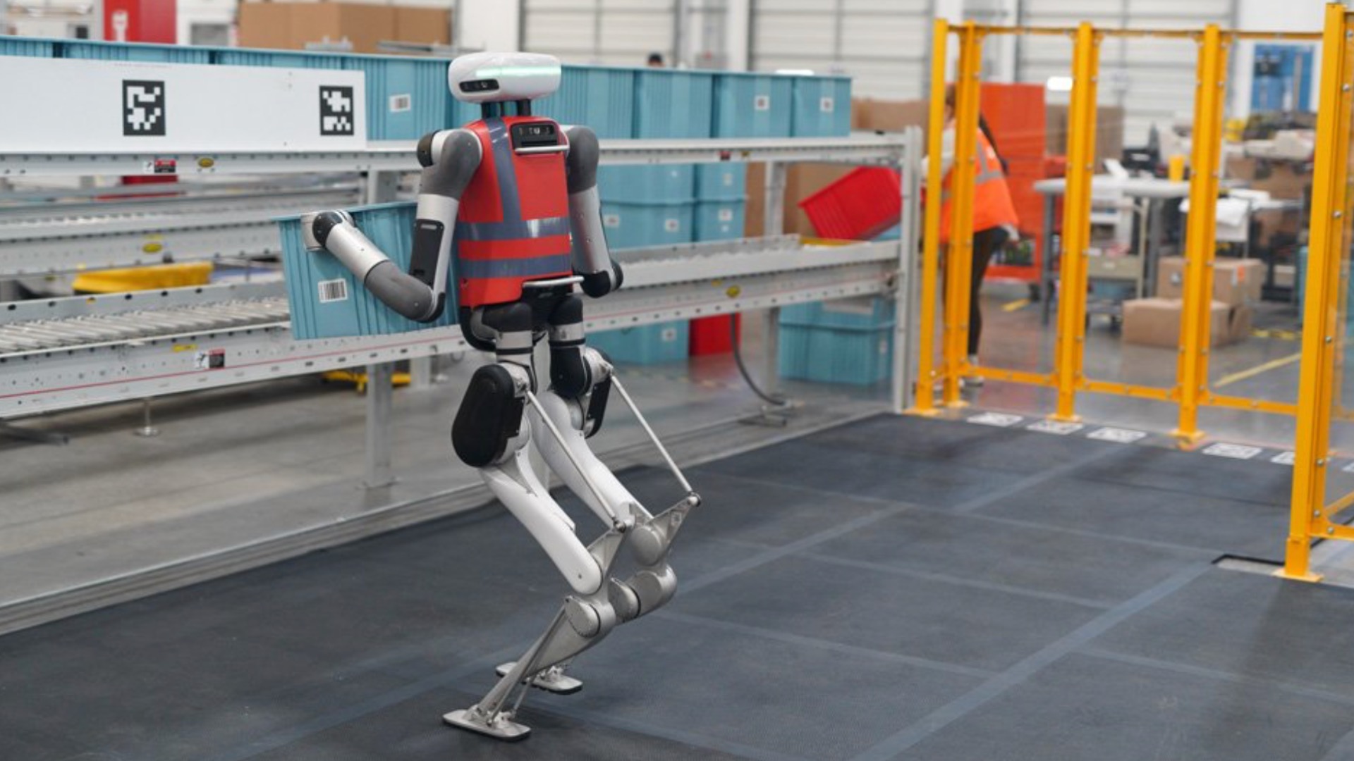 Agility Robotics' Digit robot packing in a warehouse